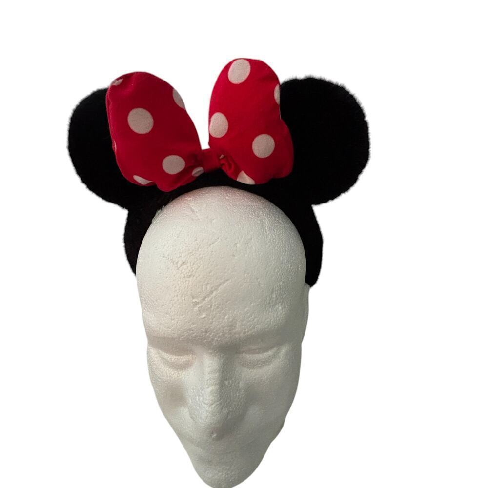 Disney Minnie Mouse Ears Headband with Red White Polka Dot Bow